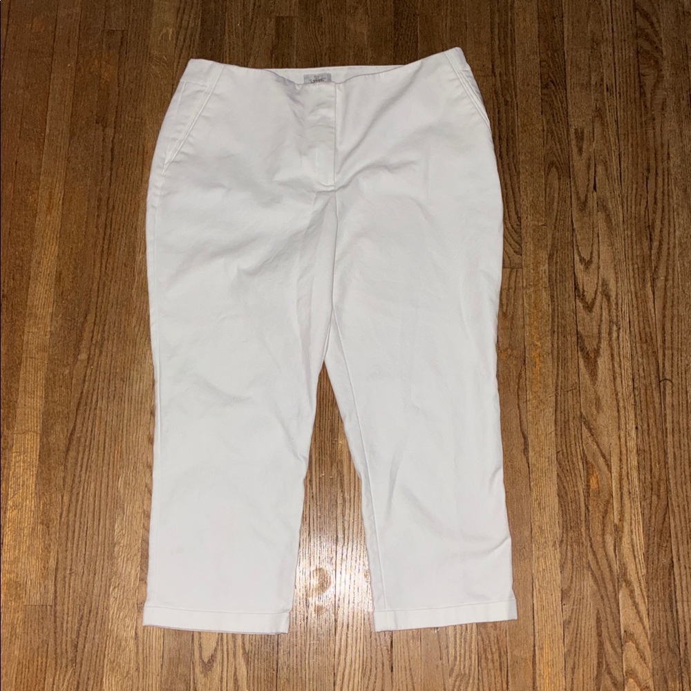 Chico's Pure White Cotton Cropped Pants with Cuffed Bottom